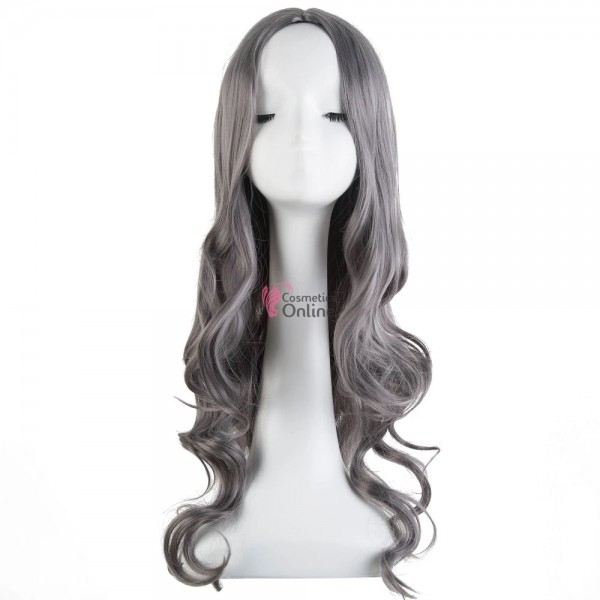 Peruca din fibra sintetica cu par lung de 75 cm ondulat Silver Grey 9110075101B